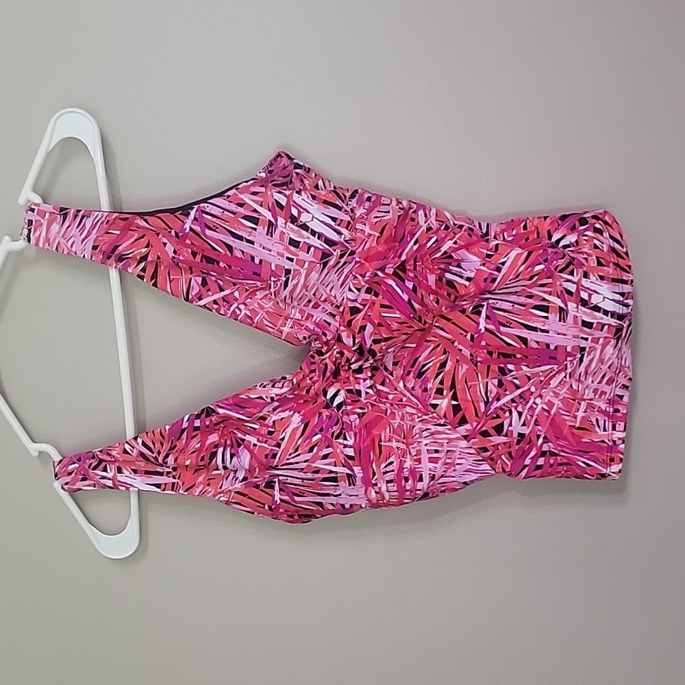 Raya Sun Pink White Black Tankini Swim Suit Top Size 8